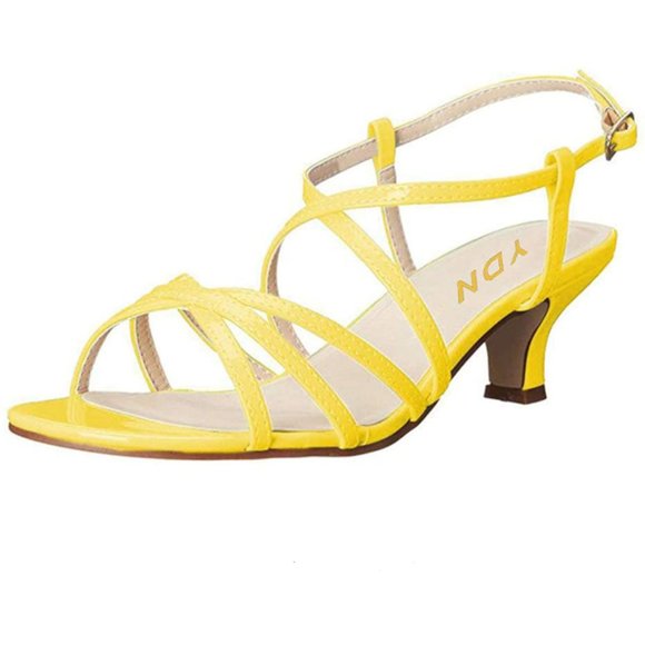 YDN Shoes - YDN Low Kitten Heel Sandals Open Toe Buckled